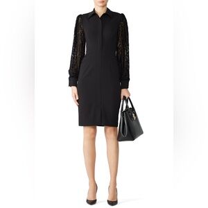Badgley Mischka Black Dress with Lace Sleeves